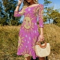 thumbnail image 4 of Pink Happy Sun Daisy Print Dress Summer Dresses Woman Street Style Big Size Casual Dress, 4 of 9