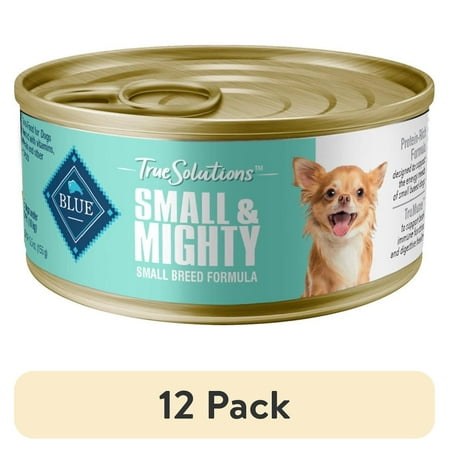 (12 pack) Blue Buffalo True Solutions Small & Mighty Small Breed Chicken Pate Wet Dog Food for Adult Dogs Whole Grain 5.5 oz. Can