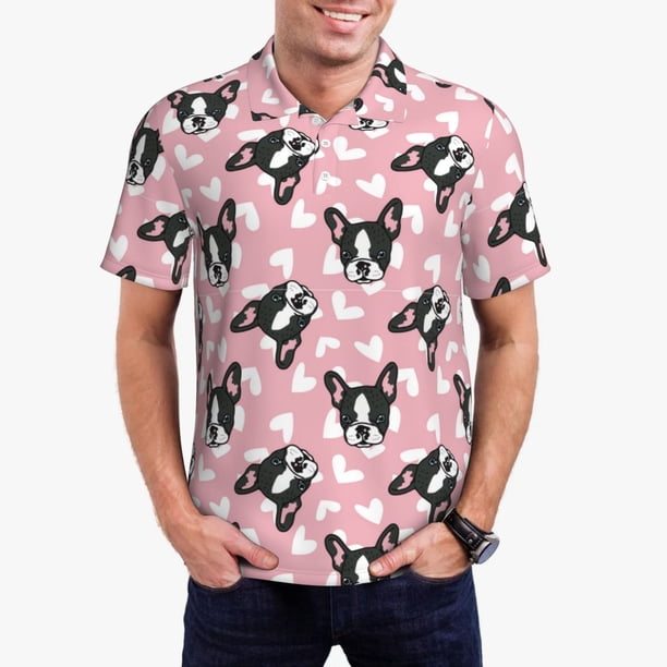 Balery French Bulldog Camisa Polo de Hombre con Estampado, de Manga Corta y Tejido Medio, Camisa Tipo Golf Polo-Medium