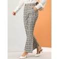 thumbnail image 5 of INSPIRE CHIC Women's Plaid Pants Elastic Waist Bussiness Casual Work Office Long Trousers Brown Grey L, 5 of 6