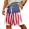 thumbnail image 4 of Havenx Men's Novelty Beach Shorts American Flag Print Stars Stripes Sweatshorts with Pockets Elastic Waist Drawstring Pant Fashion Patriotic Retro Vintage Sportswear,Hot Pink XL, 4 of 5