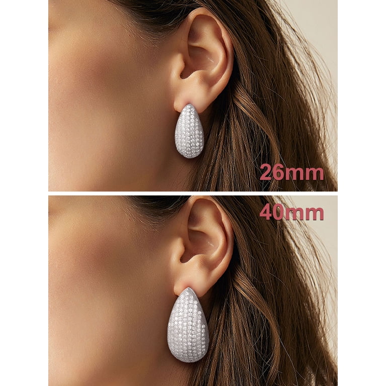 Extra Large Teardrop Earrings For Women - Chunky Gold Hoop Dupes, Hypoallergenic Lightweight
