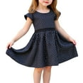 thumbnail image 1 of HABDGIKS Robe d'Été Fille Col Rond Enfants Pois Manches Courtes Ample Princesse Mignonne Robe d'Été, 1 of 7