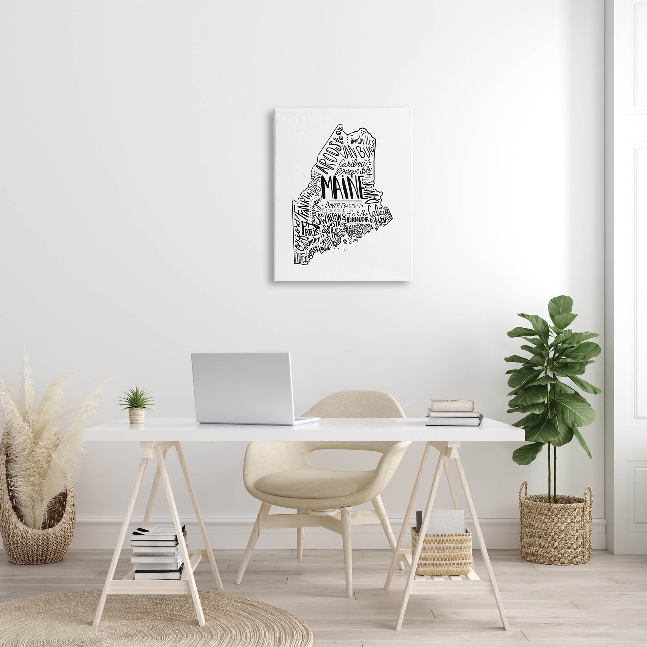 Stupell Industries Maine State Shape US Cities Typography Graphic Art Gallery Wrapped Canvas Print Wall Art, Design by The Saturday Evening Post