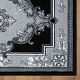 thumbnail image 3 of 2x7 Traditional Hand-Carved Runner Rug – Black & Grey Floral Medallion Hallway Carpet, Non-Shedding Soft Rug for Entryway, Kitchen, or Hall – Classic Oriental Design, 3 of 9