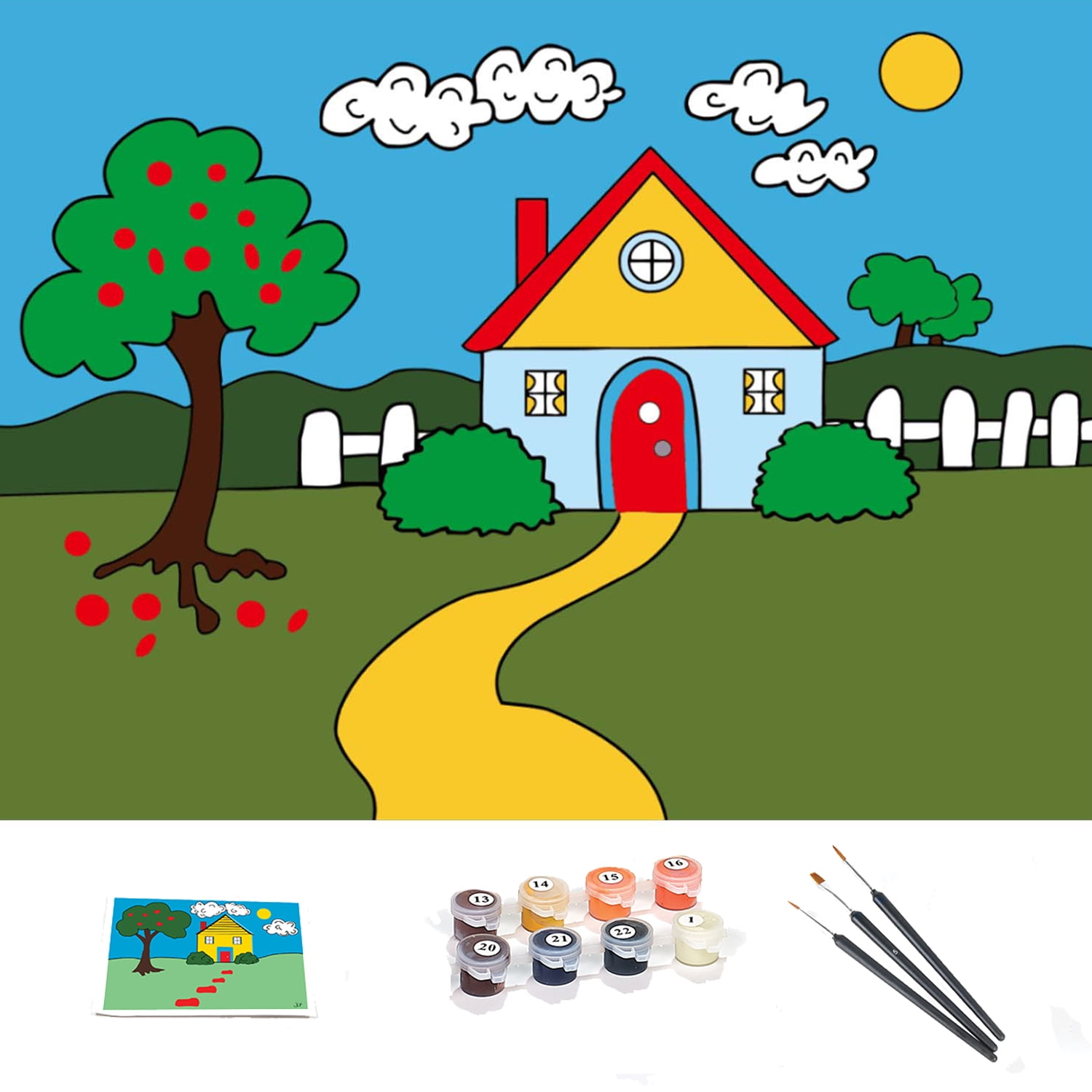 Ledgebay Beginners Paint by Number Kit PBN Art Set with Wood Handle
