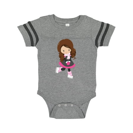 

Inktastic Ice Skating Girl Cute Girl Brown Hair Scarf Gift Baby Girl Bodysuit