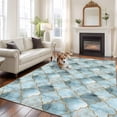 thumbnail image 2 of 8'x10' Area Rugs, Teal Morocco Indoor Outdoor Area Rug for Living Room Bedroom, Modern Abstract Art Contemporary Geometric Washable Bathroom Rugs Kitchen Floor Carpet Mats Home Decor Aesthetic, 2 of 8