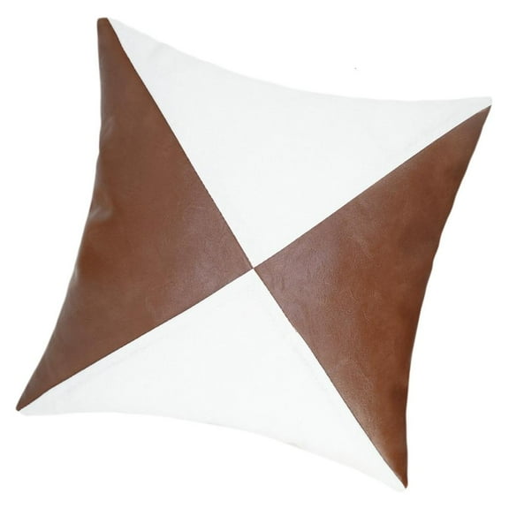 AOOOWER PU Leather Splicing Linen Pillow Cushions Covers Soft Waist Pillowcase Removable & Waterproofs for Home Decoration