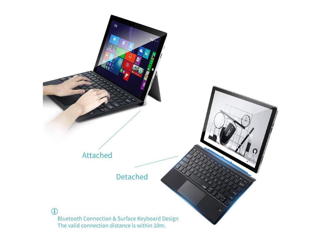 Werleo Ultra-Slim Wireless Bluetooth Keyboard with Trackpad for Surface Pro,Black