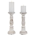 thumbnail image 3 of Northlight Set of 2 Antique White Pillar Candle Holders 12", 3 of 5
