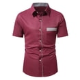 thumbnail image 2 of Ceisia Men's Slim Fit Short Sleeve Shirt Subtle Diamond Pattern Checkered Patchwork Buttons Pocket Spring Summer Shirt Gift, 2 of 8