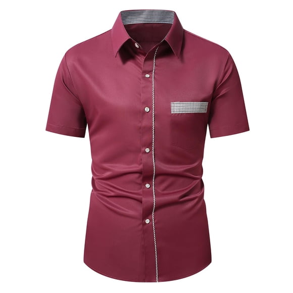 cfhntfmh Men's Short Sleeve Dress Shirts Stretch Casual Button down Shirts Solid Color Formal Shirt Summer Vacation Shirt