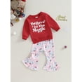 thumbnail image 4 of Christmas Outfits Toddler Letter Print Long Sleeve Sweatshirts + Plaid Flare Pant Sets 6M 9M 12M 18M 24M 3Y Kids Autumn Clothes, 4 of 10