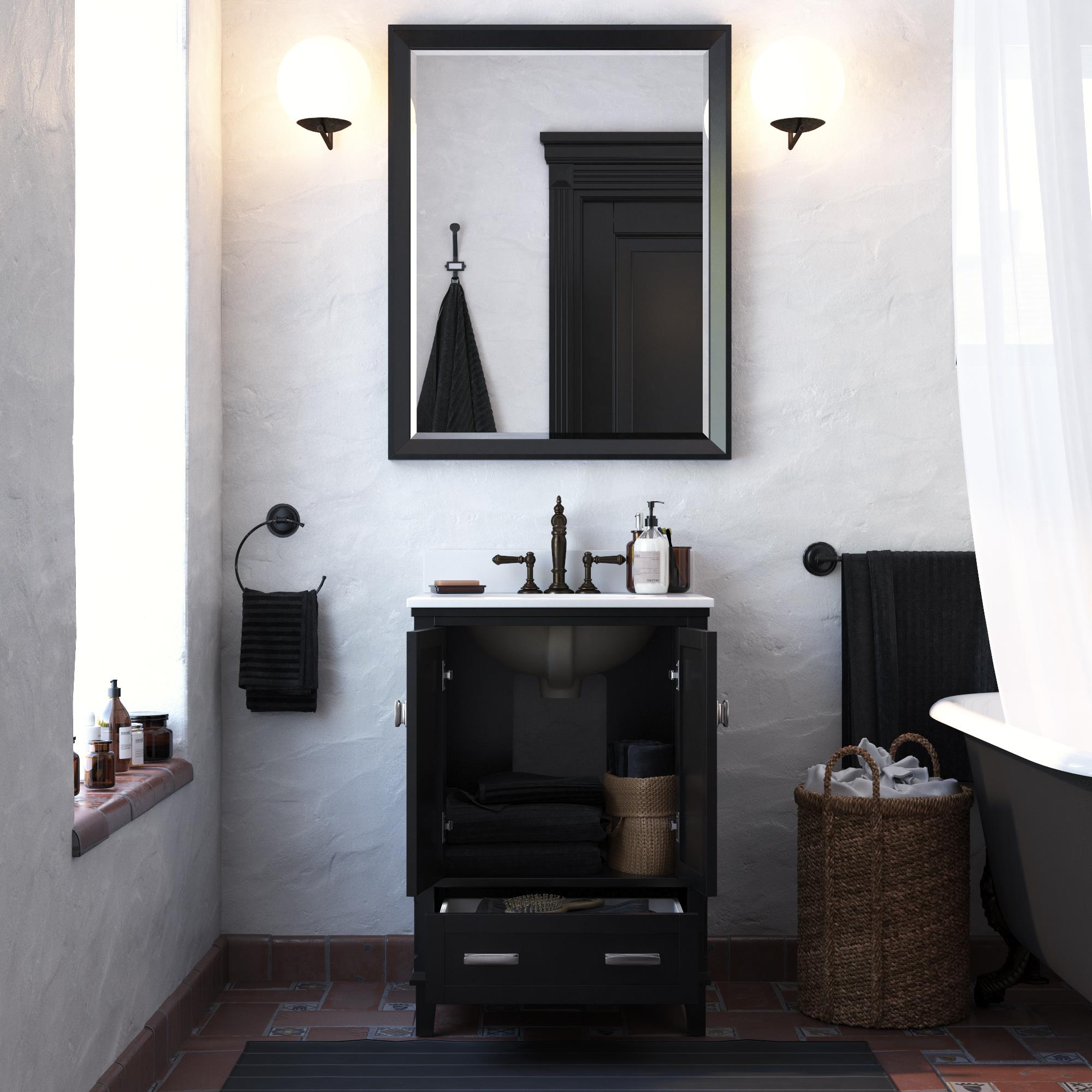 DHP Otum 24 Inch Bathroom Vanity with Sink, Black Wood