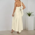 thumbnail image 4 of Telankuip 2025 Satin One Shoulder Maxi Dress for Women Summer Silk Formal Elegant Backless Ruffle Sleeveless Wedding Guest Dresses Casual Comfort Stylish Party Outfits Yellow XS, 4 of 6