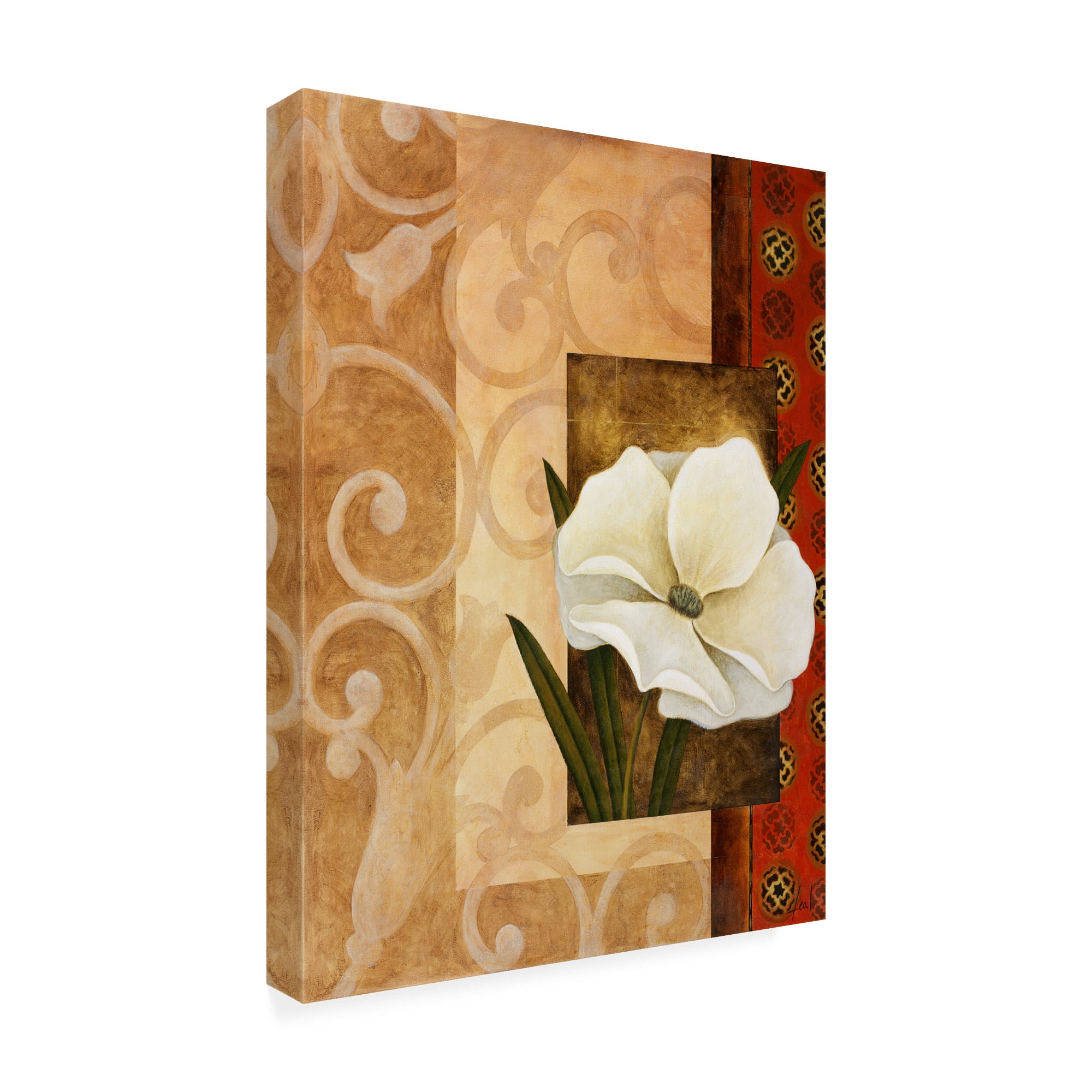 Trademark Fine Art 'White Floral Beige 1' Canvas Art by Pablo Esteban