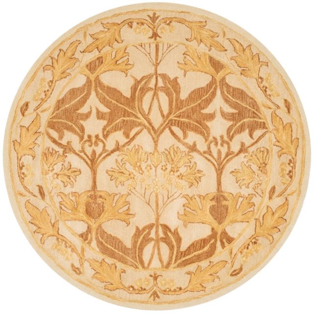Safavieh Antiquities Collection AT841B Handmade Traditional Oriental Beige and Gold Wool Round Area Rug (6' Round)