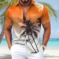 thumbnail image 2 of Mens Hawaiian Shirt Tropical Short Sleeve Button Down Shirts Summer Beach Lightweight Top Orange XXXXL, 2 of 5