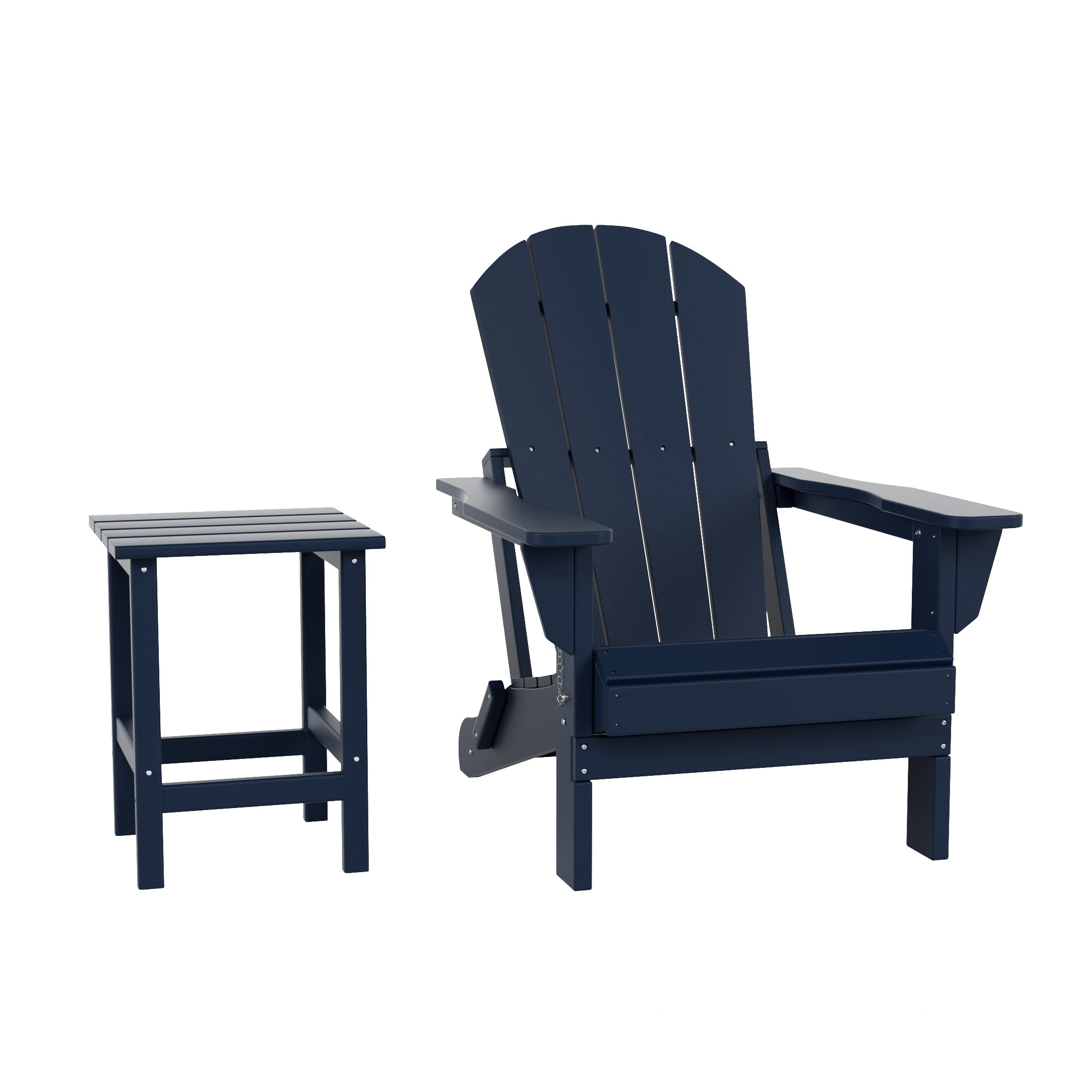 WestinTrends Malibu 2-PC Outdoor Patio Plastic Adirondack chair set with side table, Navy Blue