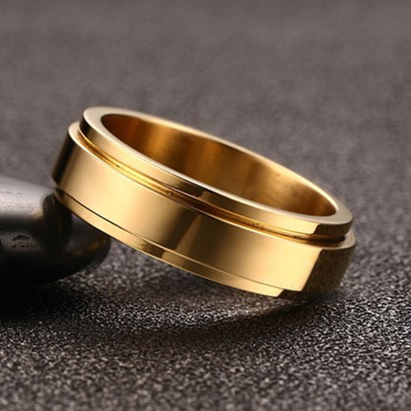 Unisex Rotatable Stainless Steel Ring Fidgeting Spinner Jewelry Geometric Electroplated Fashion Accessory Gifts