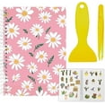thumbnail image 1 of Álbum de pegatinas reutilizable con diseño de margaritas y flores rosas, tamaño A5, 40 hojas, organizador de pegatinas reutilizables, libro de almacenamiento, libro de pegatinas con pinzas y espátula., 1 of 9