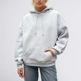 thumbnail image 5 of larppty Women's Oversized Hoodie with Silver Sequin Angel Wings Design - Casual Loose Pullover Sweatshirt for Daily Party Wear（Grey，S）, 5 of 8