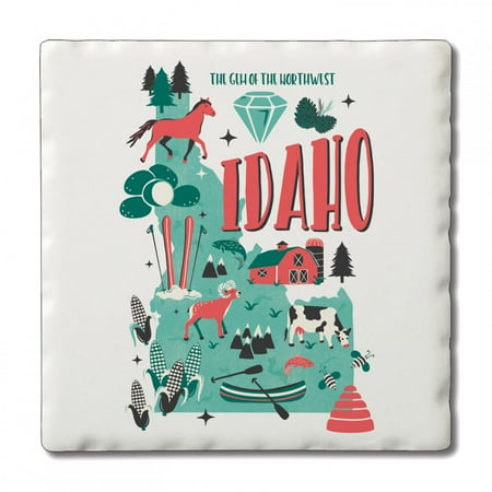 

CounterArt Idaho 2 Tone Single Image Absorbent Stone Tumbled Tile Coaster Set of 4