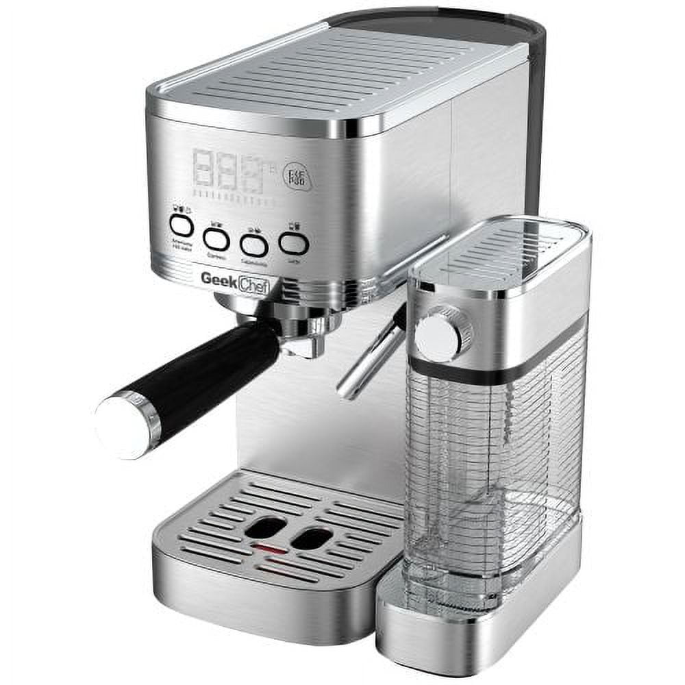 Geek Chef Espresso and Cappuccino Machine with Automatic Milk Frother,20Bar Espresso Maker for Home, for Cappuccino or Latte,with ESE POD filter, Stainless Steel, Gift for Coffee Lover