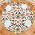 thumbnail image 2 of Allover Floral Pattern Tablecloth with Elastic Edge, Reusable Round Cover for Kitchen or Garden Use, Water-Resistant Polyester, Fits 44-52 Inch Table, 2 of 6