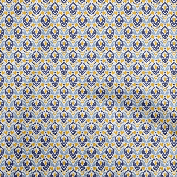 oneOone Polyester Spandex Dark Blue Fabric Asian Block Print Tile Craft Projects Decor Fabric Printed By The Yard 56 Inch Wide