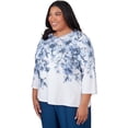 thumbnail image 3 of Alfred Dunner Womens Plus-Size  Floral Shimmer Three Quarter Sleeve Top, 3 of 6