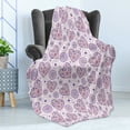 thumbnail image 4 of Valentines Soft Flannel Fleece Throw Blanket, Heart Outlines Filled with Spring Inspired Flower Motifs, Cozy Plush for Indoor and Outdoor Use, 70" x 90", Pale Pink Purple Yellow, by Ambesonne, 4 of 5