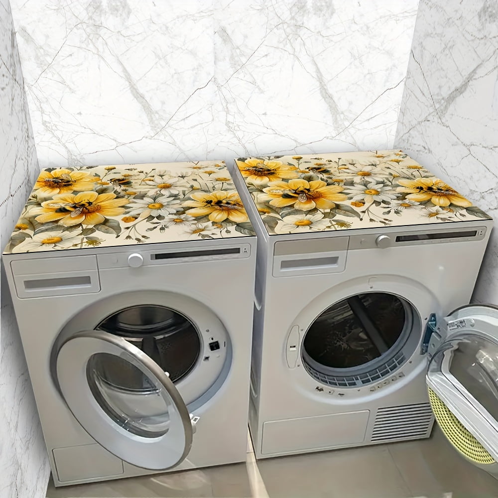 Dish Drying Pad, Floral Pattern Washing Machine Dust Cover Pad, Washstand Drain Mat, Soft Faucet Absorbent Mat, Washstand Cup Mat, Kitchen Accessories, Bathroom Accessories