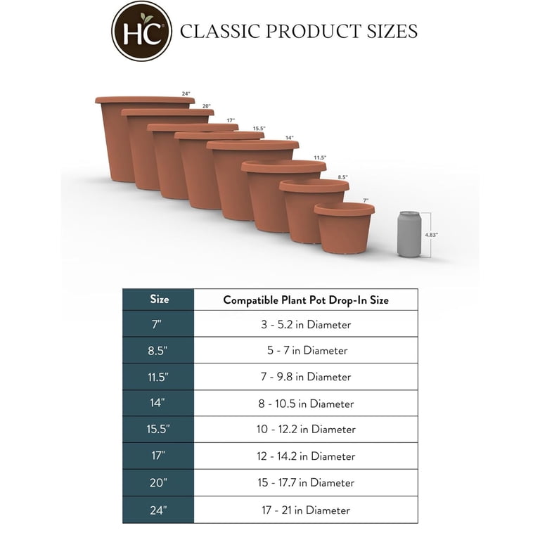 HC Companies Large 24-Inch Round Classic Flower Planter Pot,  Indoor/Outdoor, Plastic, Clay - Walmart.com