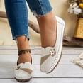 thumbnail image 2 of HEWUQI Orthopedic Shoes for Women Leather Flowers Arch Support Slip on Loafers Lightweight Dress Sneakers Walking Casual Outdoor Flats a-White Size 6.5, 2 of 6