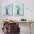 thumbnail image 3 of Stupell Industries Blue & Peach Flowers Plants & Flowers Painting Wrapped Canvas Art Print Wall Art, 24 x 30, Set of 2, 3 of 8