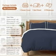 thumbnail image 6 of Solid Color Duvet Cover Set Twin Size, Dark Blue 4 Piece Soft Microfiber Bedding Set with 1 Duvet Cover, 1 Flat Sheet, 2 Pillowcases, 6 of 9