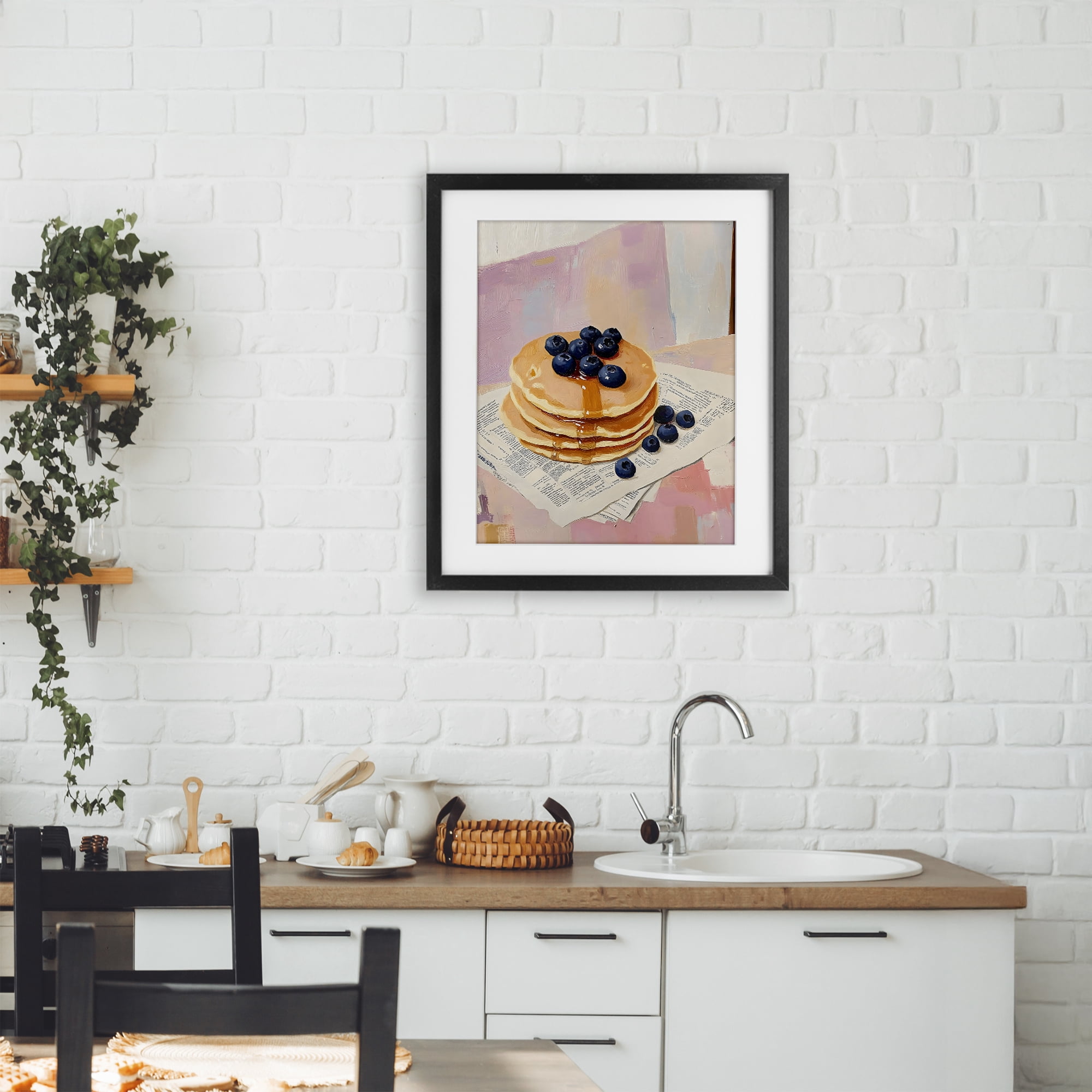 Stupell Industries Blueberry Pancakes with Syrup Black Framed Print Under Glass, design by The Prints Vibe