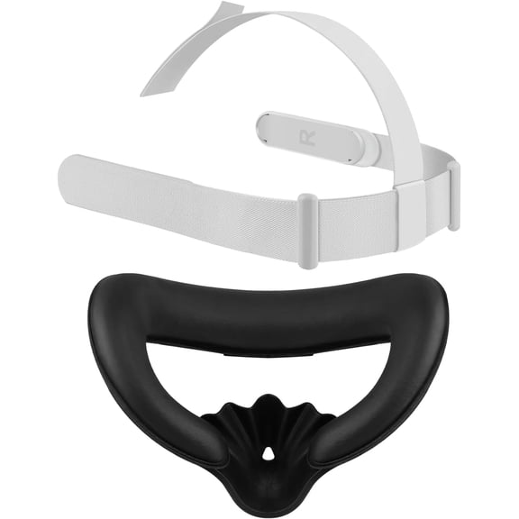 Head Strap and Face Cover Pad for Oculus Quest 2, Original Replacement Headstrap&Sweatproof PU Leather Face Cushion Pad - VR Accessories Kit Compatible with Meta Quest 2 Headset
