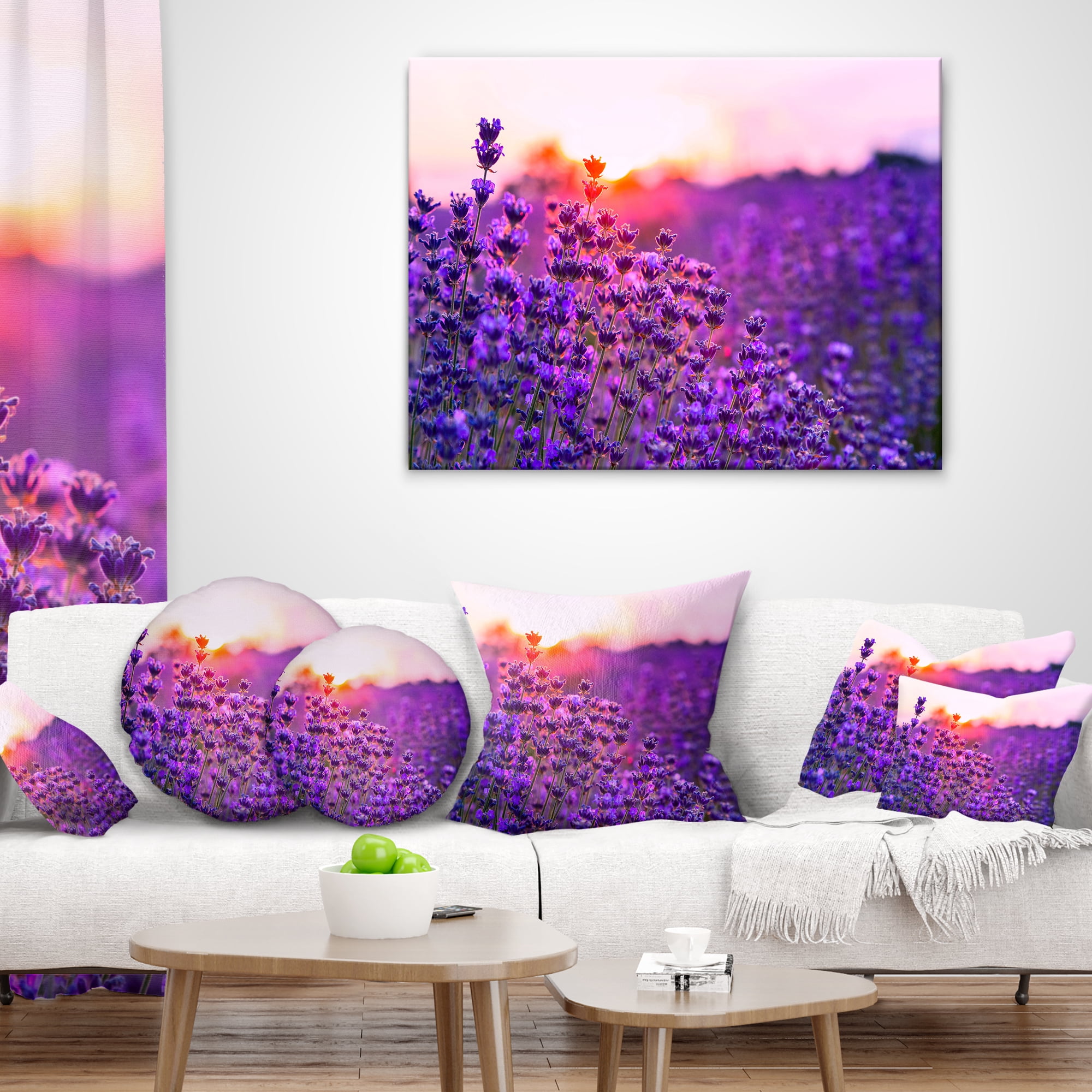 Designart 12" x 20" Purple Polyester Throw Pillow