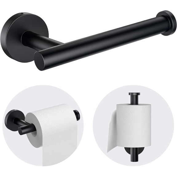 Toilet Paper Holder Wall Mount - Sturdy Round Matte Black Toilet Paper Holder for Mega Roll, Premium 304 Stainless Steel Toilet Paper Roll Holder for Bathroom, Washroom, Black