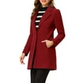 thumbnail image 4 of Abrigo largo de mujer Inspire Chic con solapa clásica y mangas largas en rojo oscuro, 4 of 7