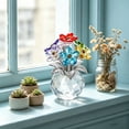thumbnail image 4 of Mini jarrón de cristal con forma de flor | Figura floral brillante para la decoración del hogar, el coche o el escritorio | Flor de cristal hecha a mano en una base de jarrón transparente, 4 of 6