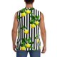 thumbnail image 4 of Fotbe Lemons on Striped Men's Camiseta sin Mangas Estampada para Hombres, Playera Casual para Gimnasio, Entrenamiento, Playa-Large, 4 of 7