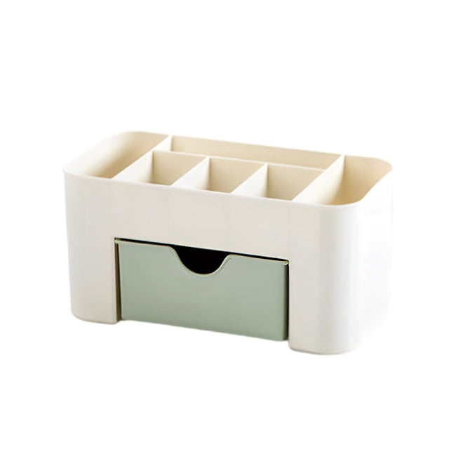 Makeup Organizer Wristwatch Storage Box with Drawer Case Desktop Sundries Container Cosmetics Brush Holder for Dorm Light green