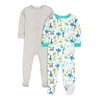Little Star Organic Toddler Unisex 2Pk Footed Stretchie Pajamas, Size 9M-5T