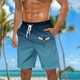 thumbnail image 1 of Sentmoon Mens Shorts Lightweight Summer Loose Elastic Waist Workout Shorts Drawstring Bee Print Gradient Color Gym Shorts with Pockets 2025 Athleisure for Casual Hangouts Dark Blue L, 1 of 5