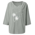 thumbnail image 4 of YUNAFFT Womens Tops Casual Loose Fashion Women's Fashion Printed V- Neck Three Quarter Sleeve T-shirt Blouse Loose Tops On Sale, 4 of 5