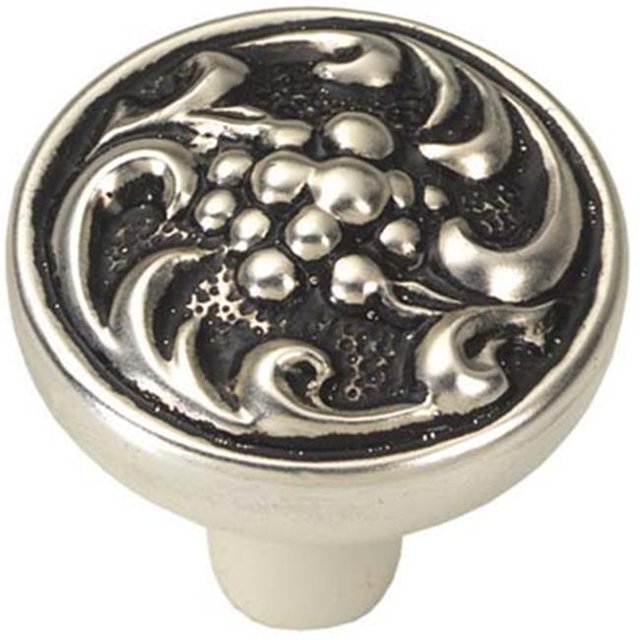 Knob, Satin Antique Silver - 1.25 in.